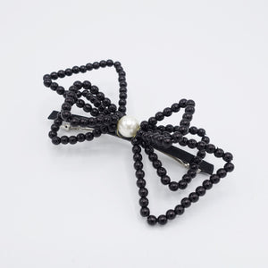 veryshine.com Barrette (Bow) Black triple pearl bow barrette for women