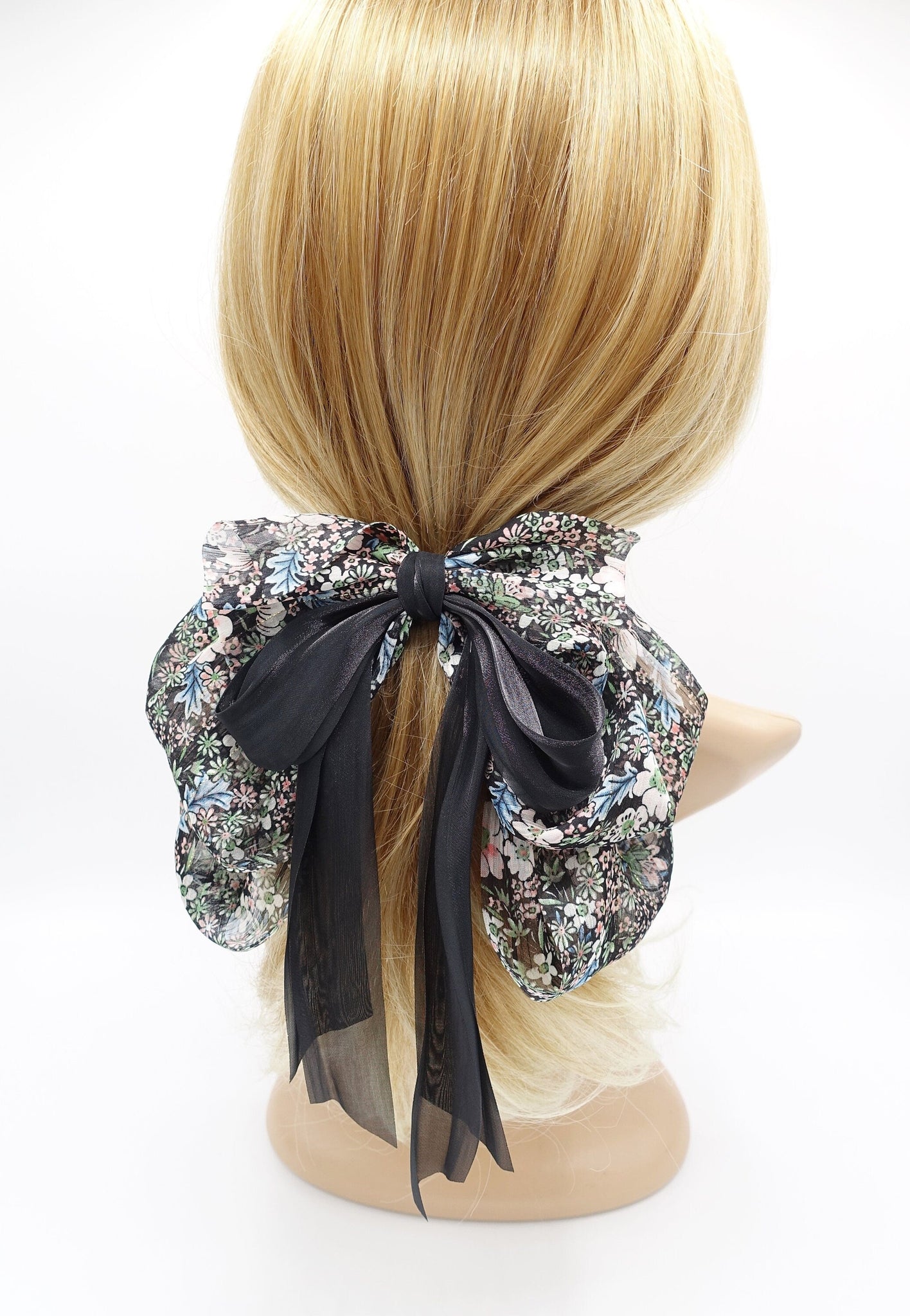 veryshine.com Barrette (Bow) chiffon floral hair bow, organza tail hair bows for women