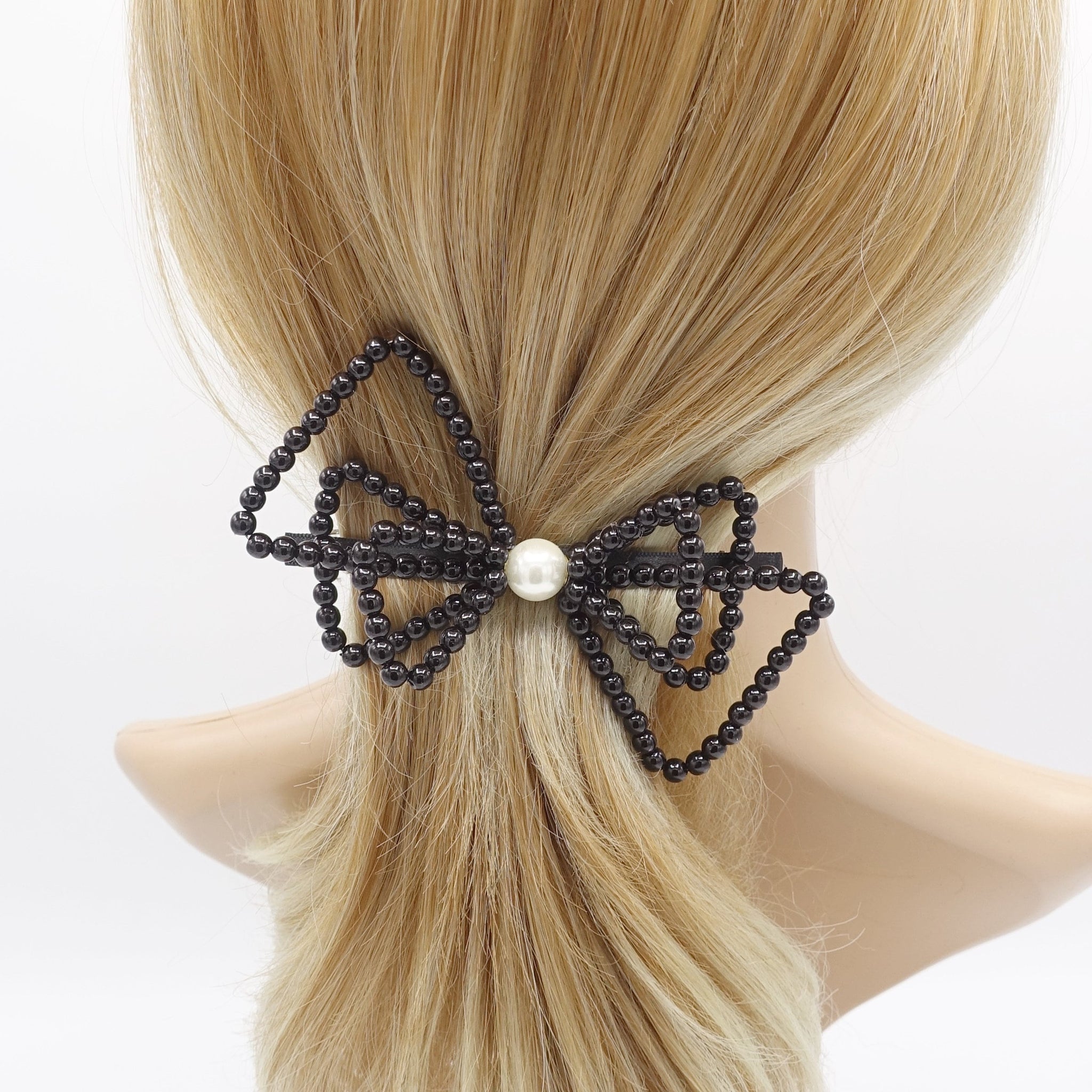 veryshine.com Barrette (Bow) triple pearl bow barrette for women