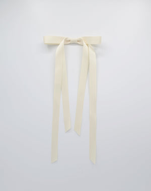veryshine.com Cream vailla elastic Very long narrow tail black cream satin bow hair tie ponytail holder comb for women