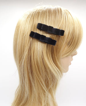 veryshine.com Hair Clip Black velvet hair bow set, a pair of velvet hair bows