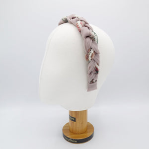 veryshine.com Headband organza braided headband, floral braided headband, beads braided headband for women
