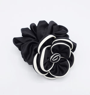 veryshine.com Headband Scrunchies Black satin camelia hair bow, camellia scrunchies, handmade hair accessories for women