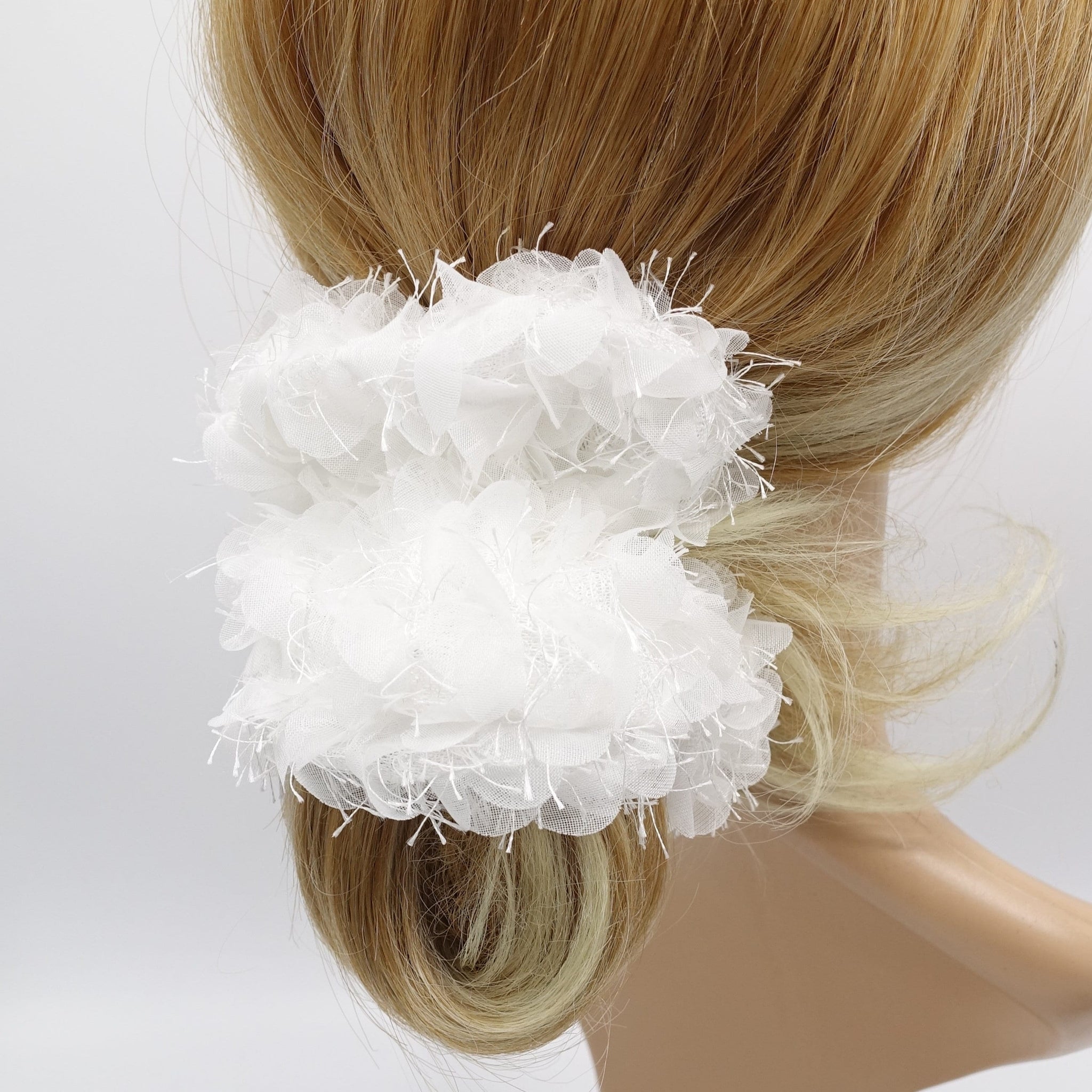veryshine.com Scrunchies White flower scrunchies, petal scrunchies for women