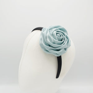 satin rose decorated black satin headband flower hairband simple women hair accessory - veryshine.com