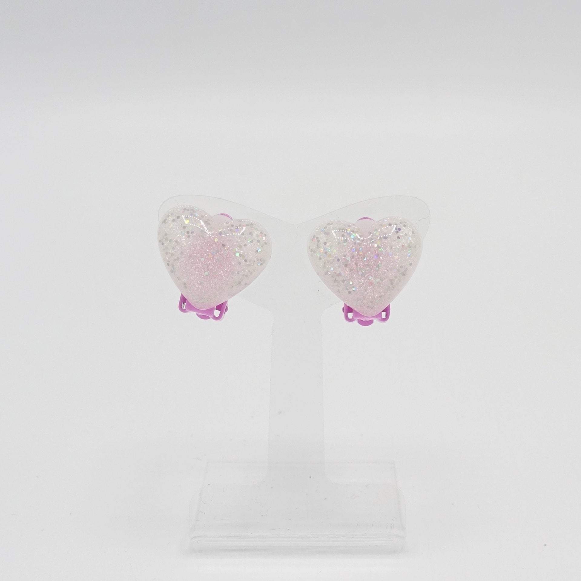 VeryShine Accessories Heart white girls clip on earring glittering star heart earring for kids