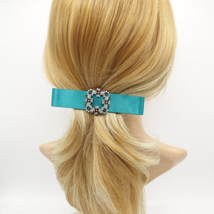 VeryShine claw/banana/barrette Blue green jeweled buckle satin hair bow luxury hair accessory for women