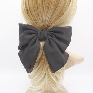 veryshine.com Barrette (Bow) Black silky chiffon big K bow feminine hair accessory for women