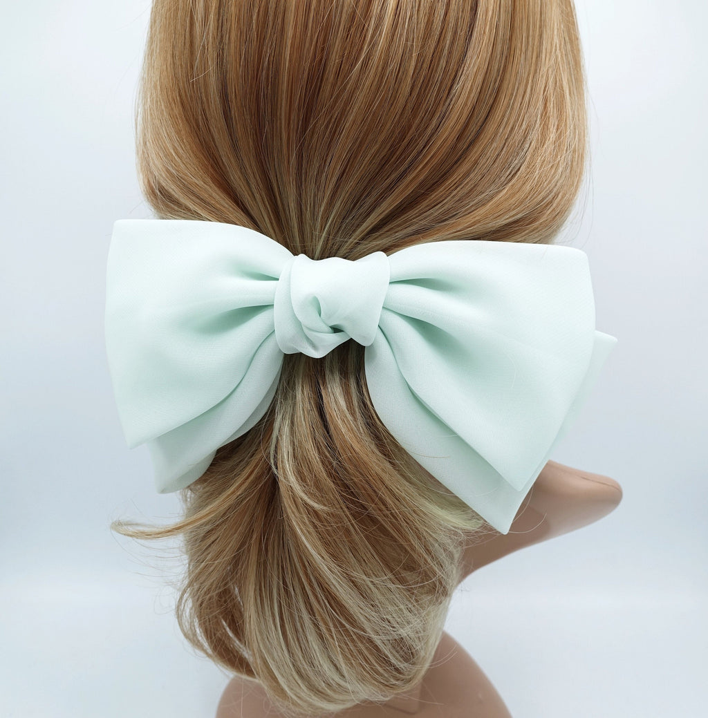 veryshine.com Barrette (Bow) Mint sheer chiffon big bow hair barrette women hair accessory