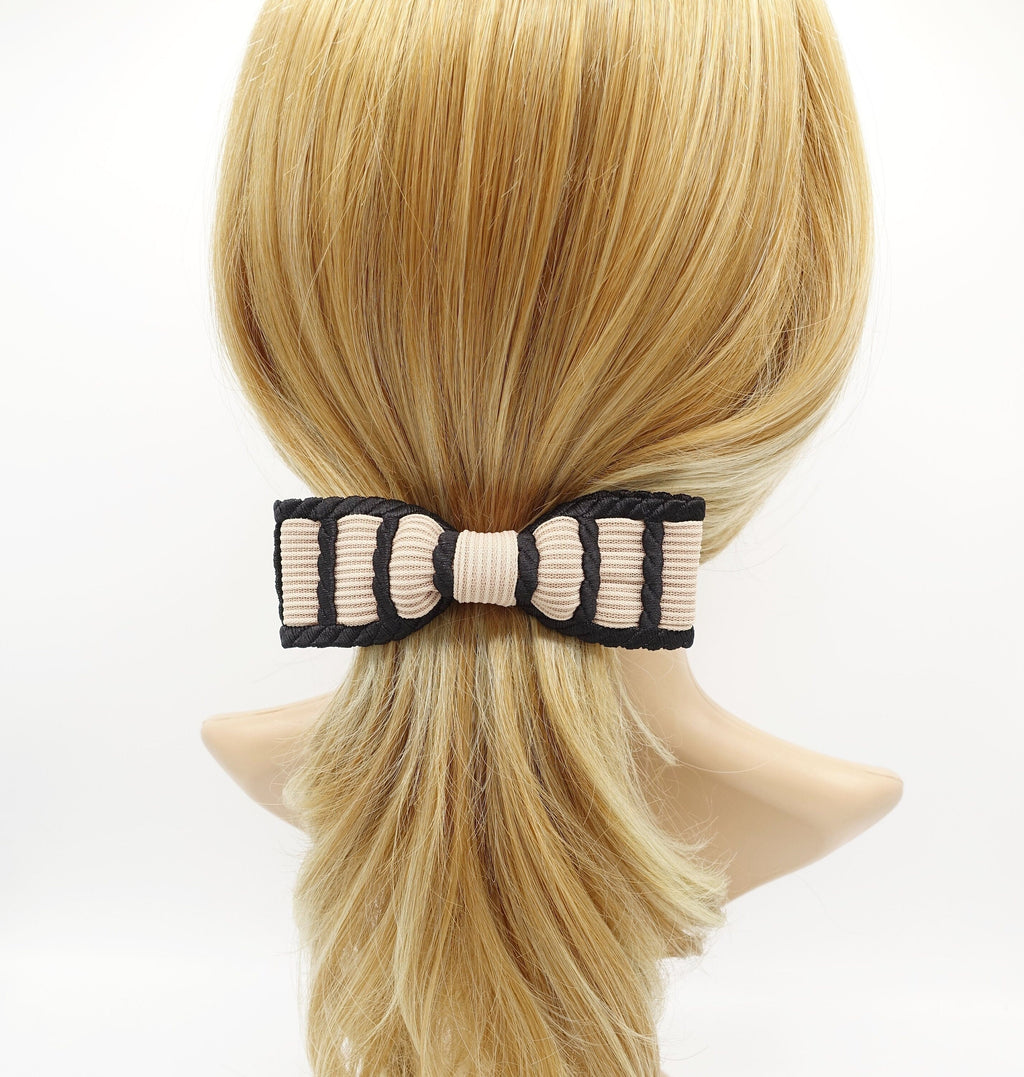 veryshine.com Barrette (Bow) pleated fabric hair bow twisted edge fabric trim hair bow women hair accessory