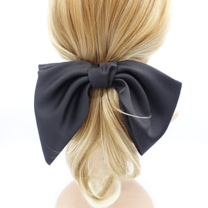 veryshine.com Barrettes & Clips Black Aura satin hair bow big women french barrette  french barrette women hair accessory