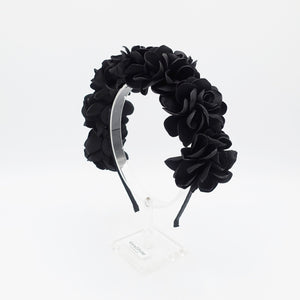 veryshine.com Bridal acc. Black floral headband handmade wild rose flower embellished floral headband