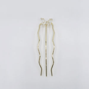 veryshine.com Bridal acc. Gold butterfly steel hair fork, 3 prong fork, butterfly hair fork, flower hair fork