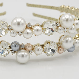 veryshine.com bridal headband thin pearl hairband rhinestone jewel hair accessory for women