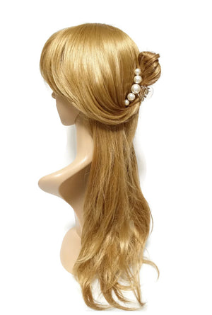 veryshine.com claw/banana/barrette Clear small Sleek pearl ball decorated hair claw updo hair clamp women clip hair accessory