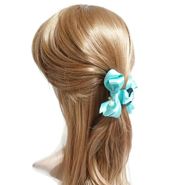 veryshine.com claw/banana/barrette Mint Handmade Satin Bow Mini Hair jaw Claw Clip Women Hair Accessories Small Hair Claw