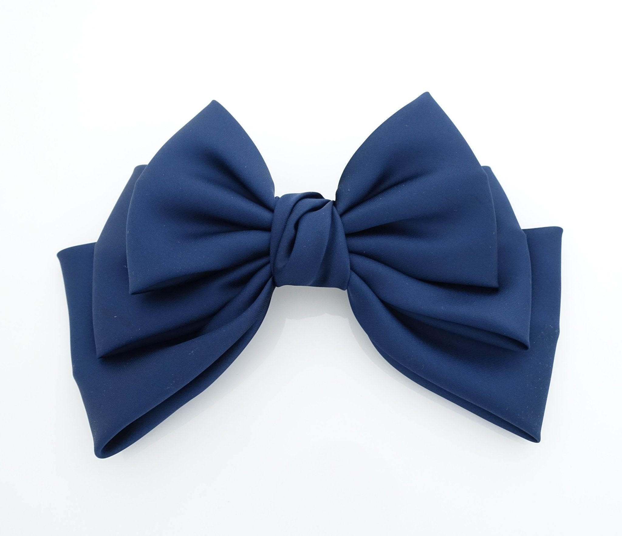 veryshine.com claw/banana/barrette Navy satin layered hair bow french barrette Women solid color stylish hair bow