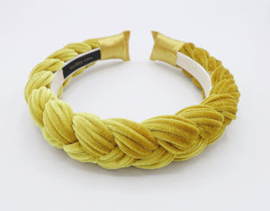 veryshine.com Golden yellow Brooklyn braided velvet headband stylish chunky fashionable hairband for women