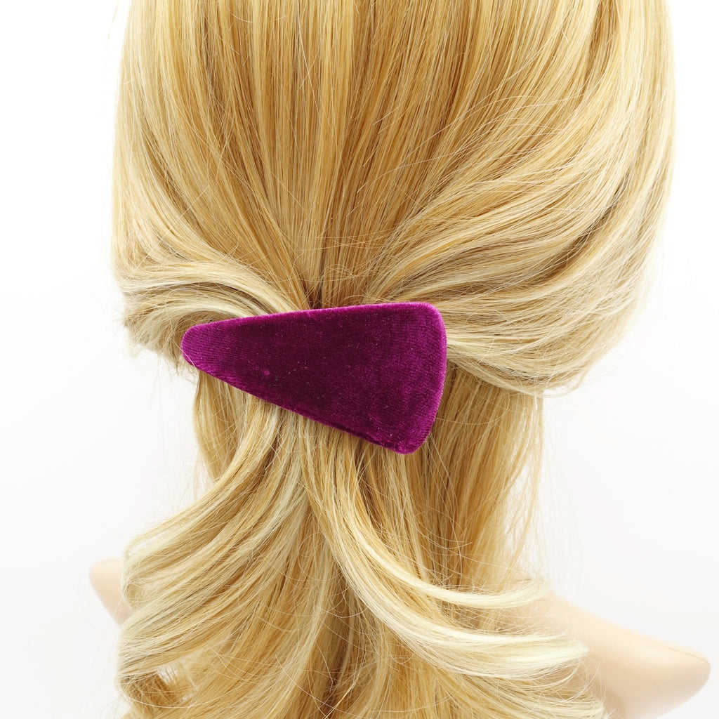 veryshine.com Hair Accessories Burgundy triangle velvet french barrette Fall Winter women hair accessory