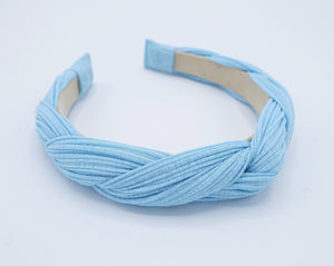 veryshine.com Headband Blue sky corrugated knit braided pleated cross headband for women