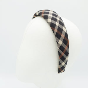 veryshine.com Headband diagonal plaid check headband padded hairband basic hair accessory for women