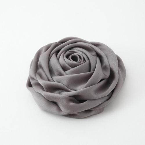 veryshine.com Ponytail holders Gray Handmade Satin Fabric Simple Rose Elastic Band Ponytail Holder Women hair accessories