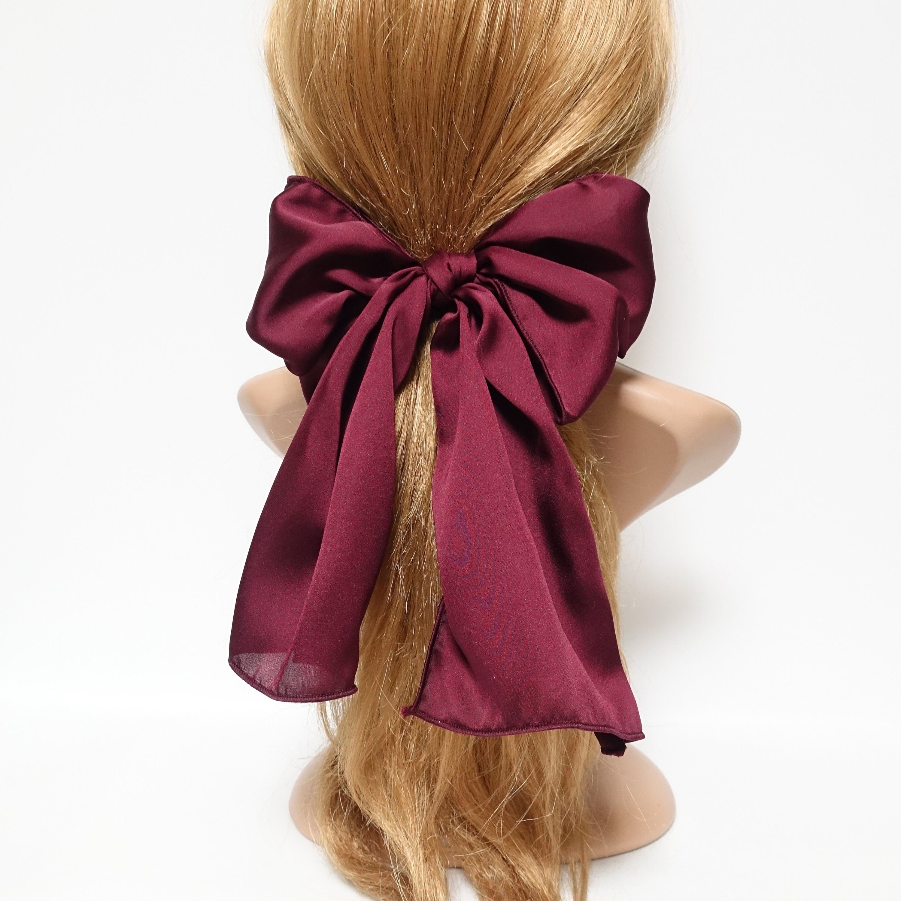 6 Pieces Bow Hair Ties Long Silk Ribbon Hair Bands
