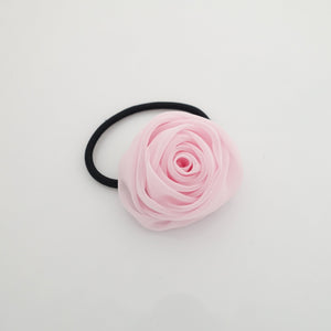 veryshine.com scrunchies/hair holder Light pink chiffon mini rose decorated hair elastic ponytail holder flower hair ties
