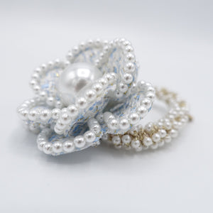 veryshine.com Scrunchies Sky camellia scrunchies, pearl flower hair ties, flower scrunchies for women