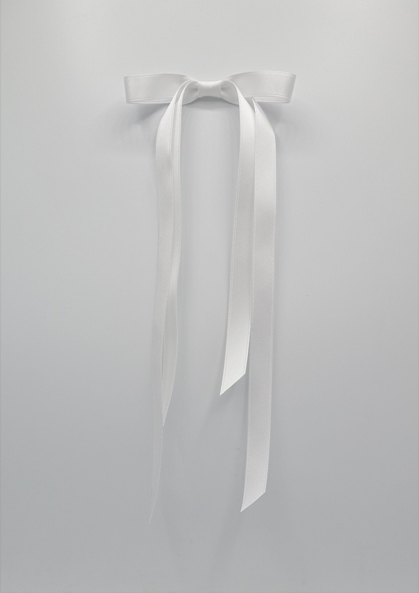 veryshine.com White elastic Very long narrow tail black cream satin bow hair tie ponytail holder comb for women