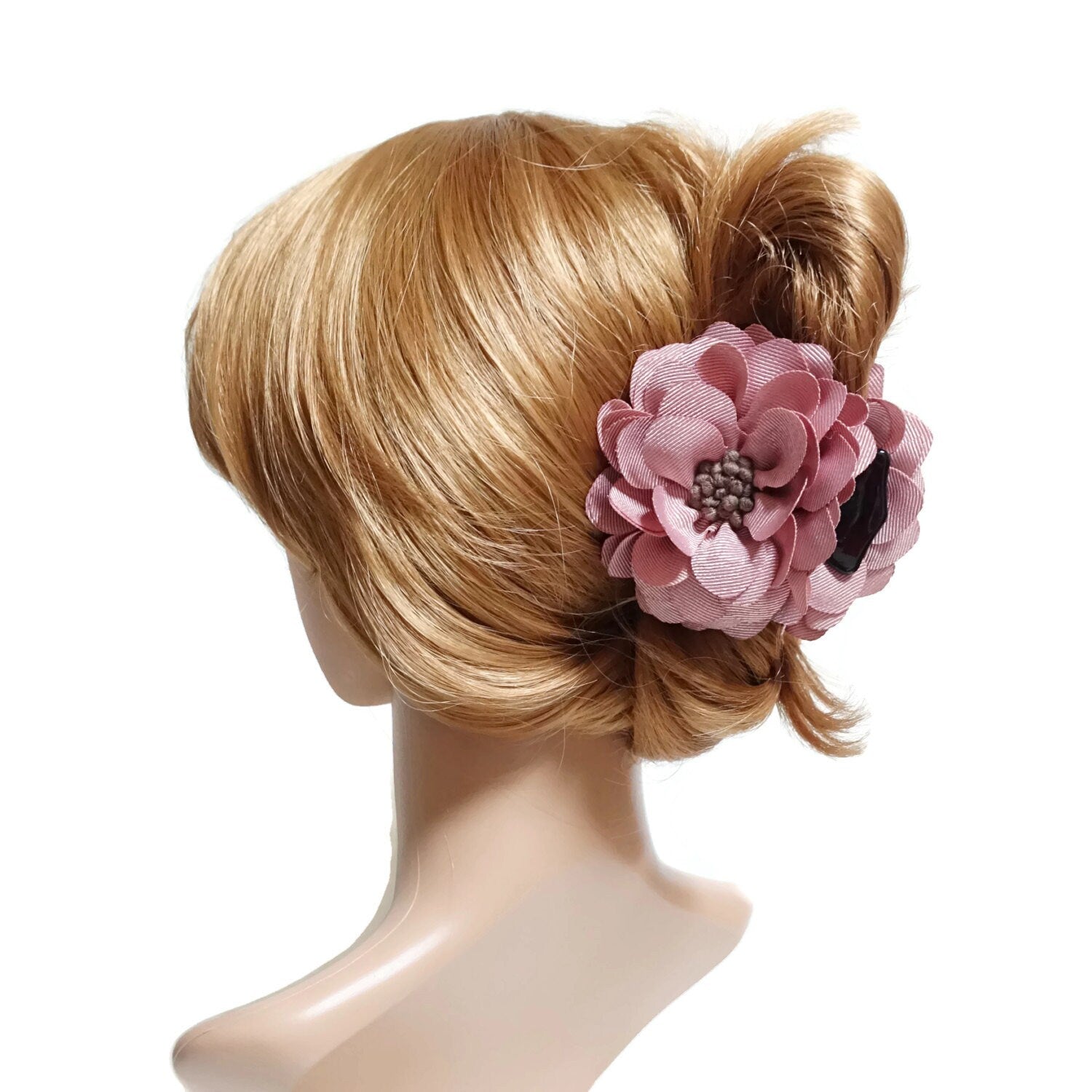 VeryShine Hair Accessories Pink Grosgrain Petal Pistil Decorated Flower Hair Claw Clip Women Hair Accessory