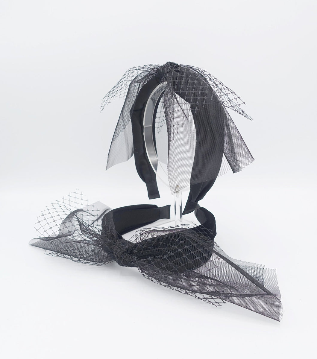 black mesh veil bow knot headband fascinator hairband display picture 3