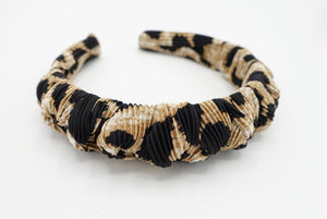 VeryShine Headband Leopard brown multi top knot headband pleated fabric hairband cute women hair accessory