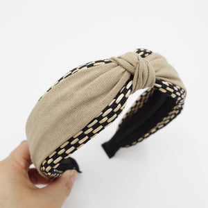 VeryShine Headband straw linen top knot headband Spring Summer hair accessory for women