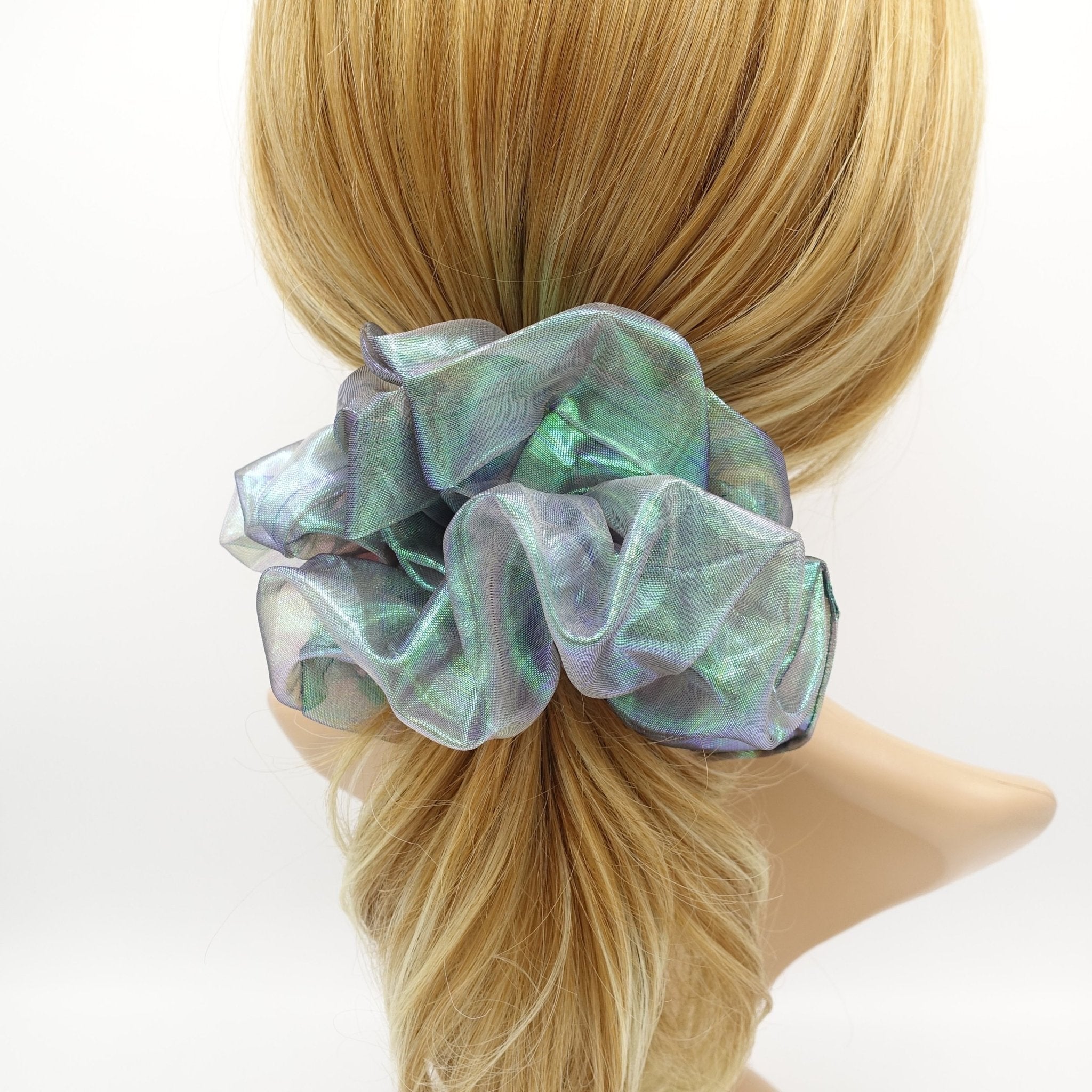 VeryShine organza iridescent scrunchies glossy sheer hair elastic scrunchies