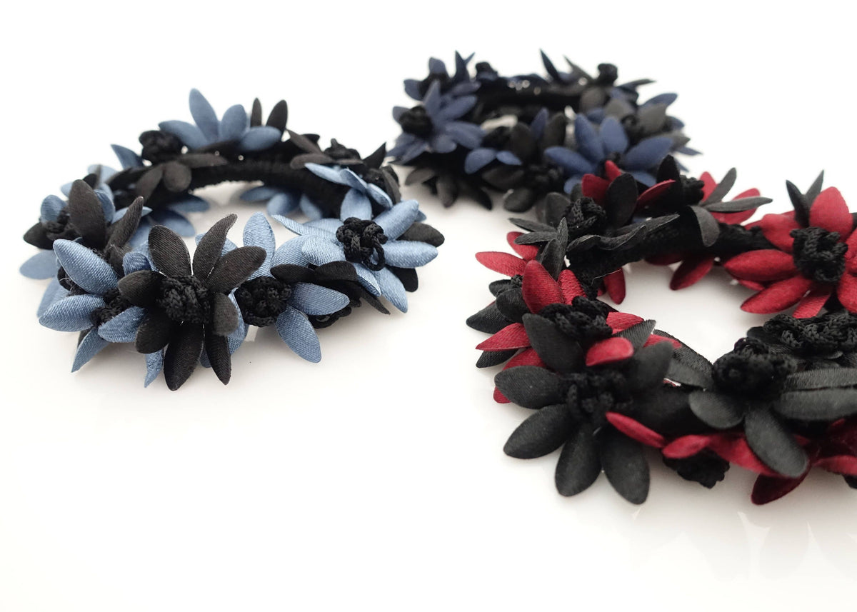 Kachel Two-Tone Floral Ponytail Holder Flower Crystal Petal Ponytail holder – Soho Style main image 2