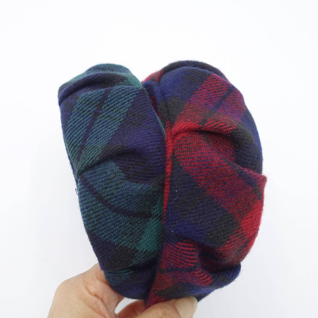 VeryShine tartan headband plaid check woolen Fall Winter hair accessory for women