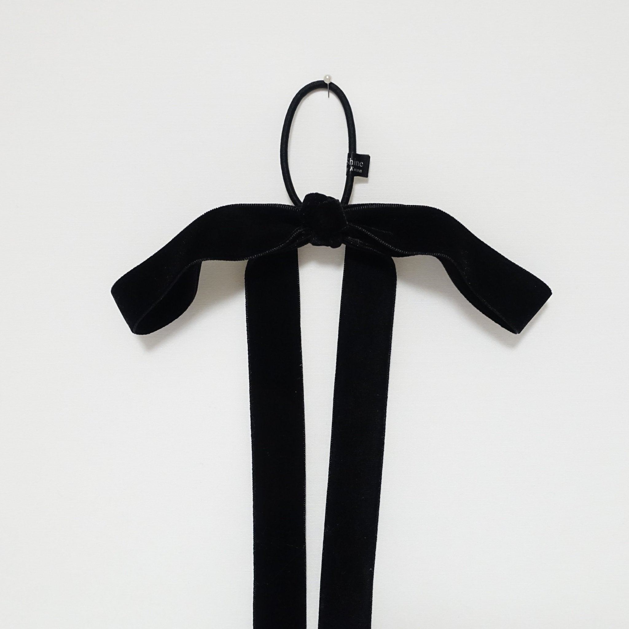 VeryShine Velvet black simple wide bow hair ties Women droopy hair bow hair elastic