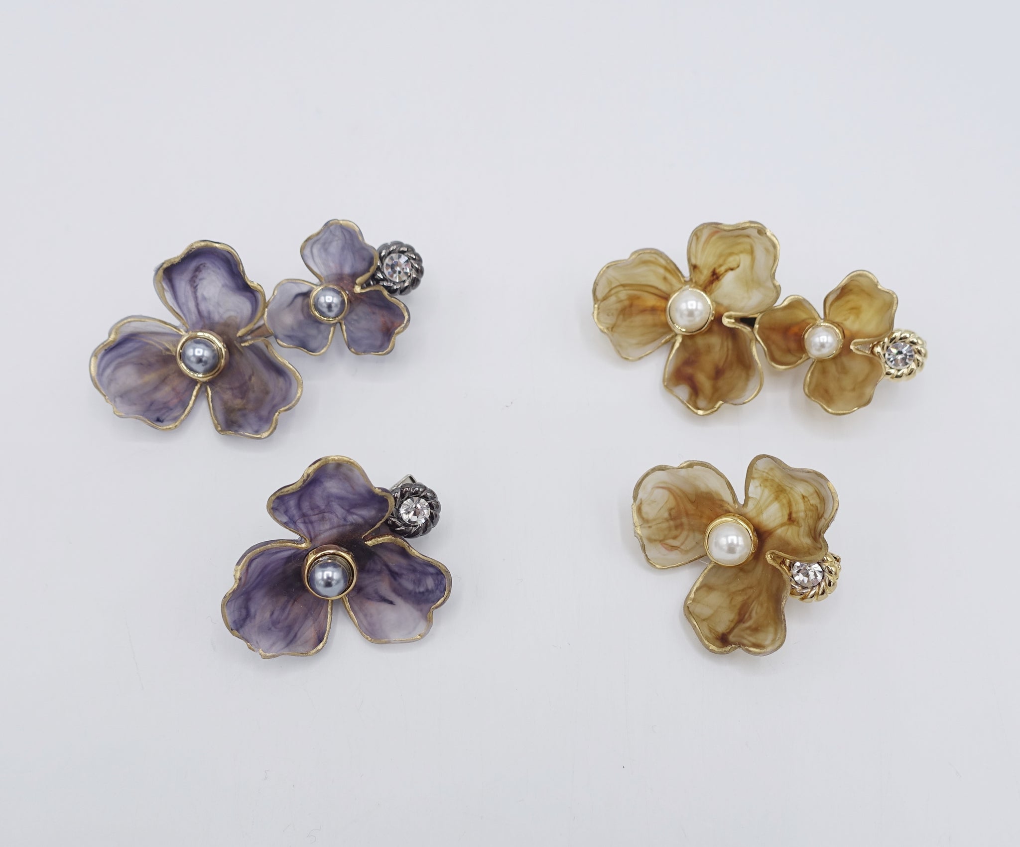 pearl flower hair clip for women