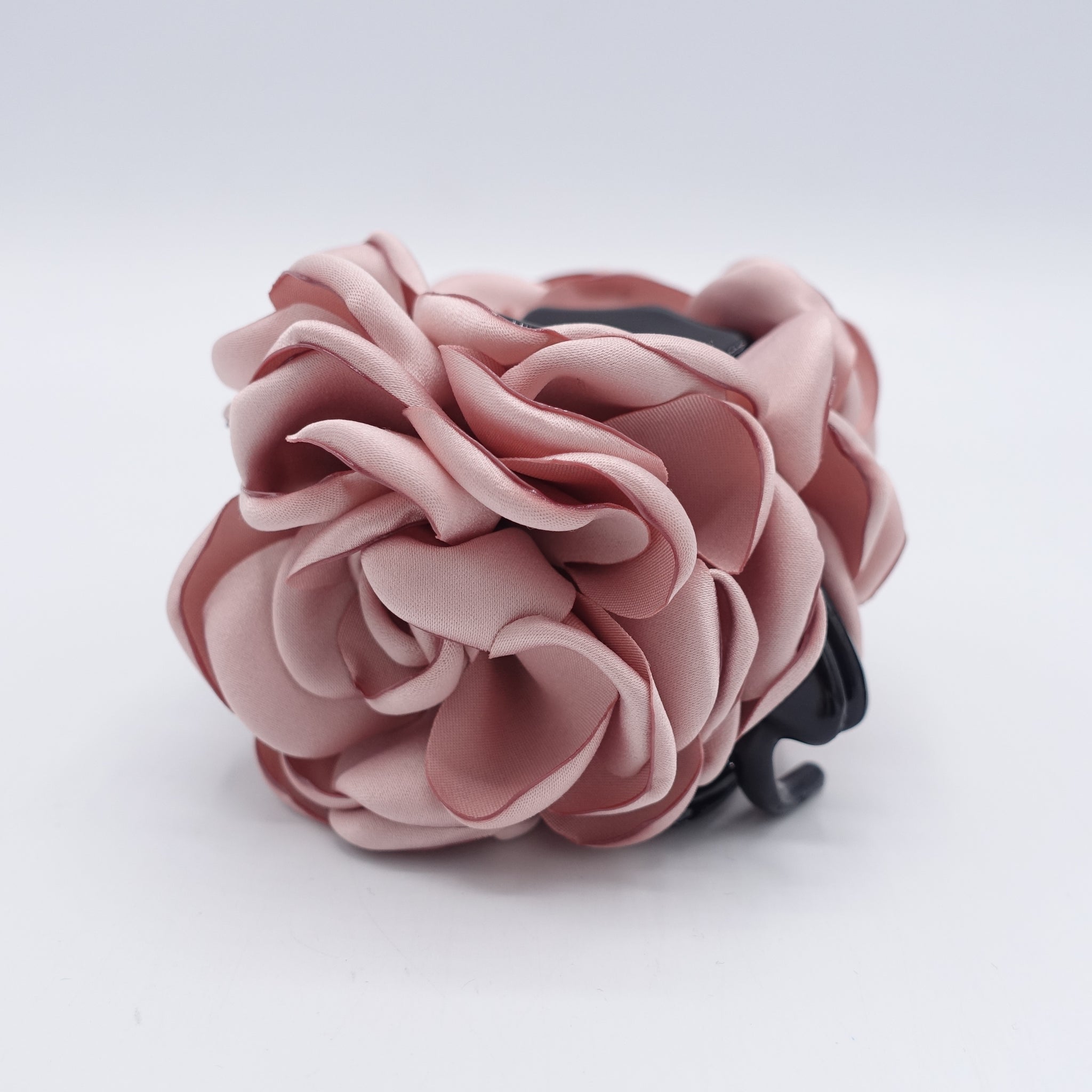 Satin Rose Flower Hair Claw Clip: Discolored Petal Hair Accessory