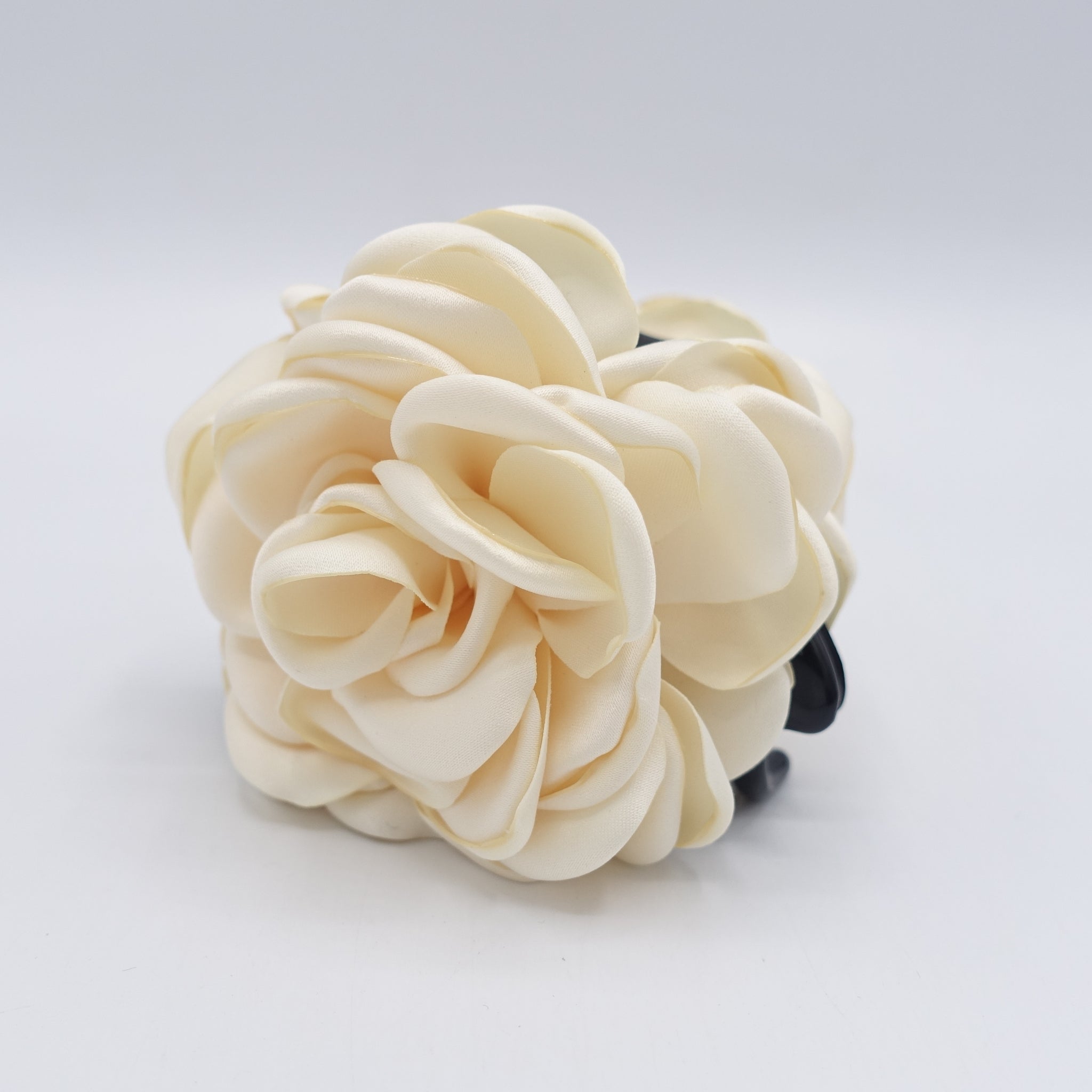 Satin Rose Flower Hair Claw Clip: Discolored Petal Hair Accessory