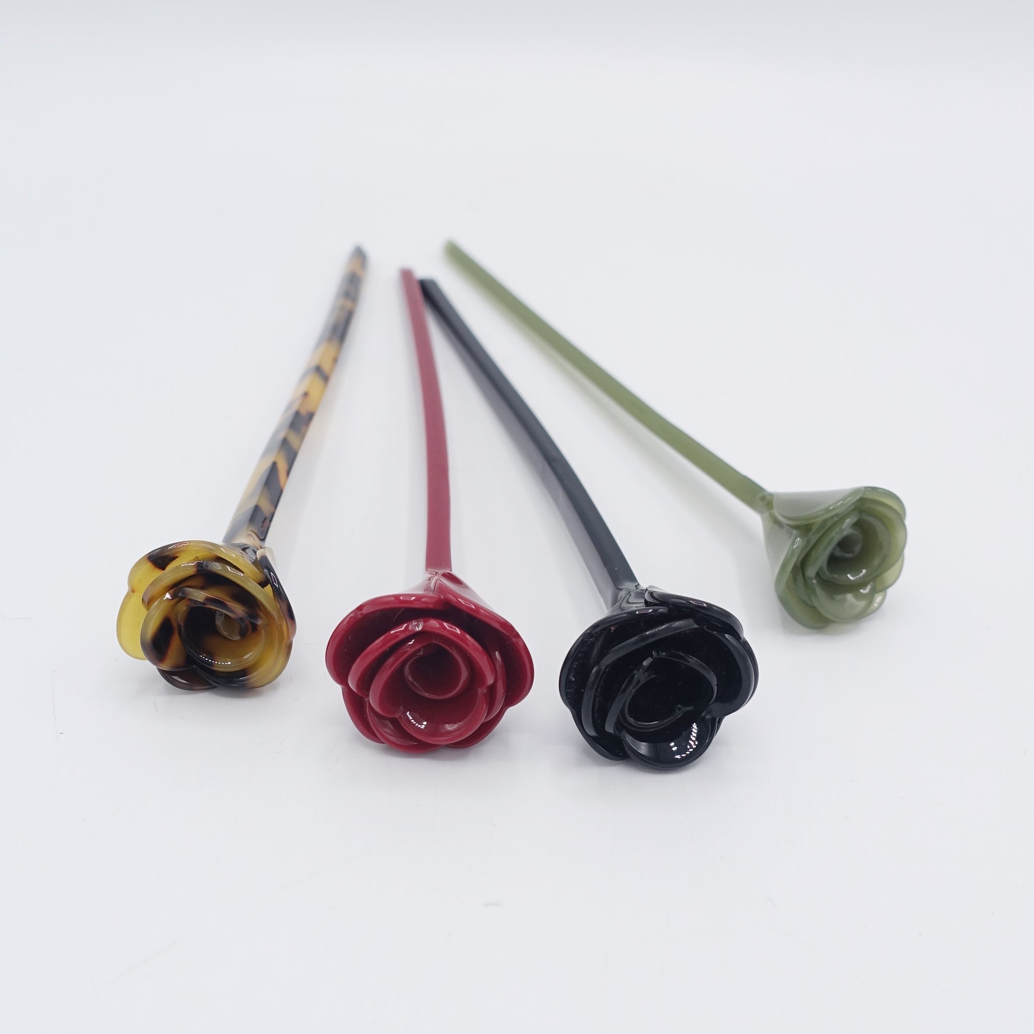 tortoise hair stick, bloom hair stick, cellulose acetate hair stick
