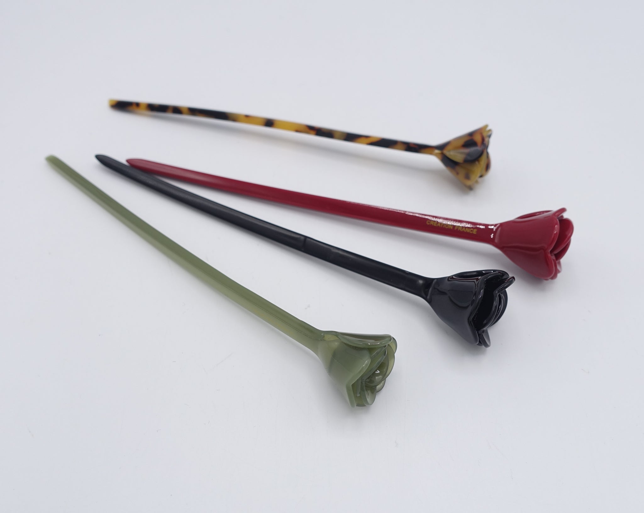 tortoise hair stick, bloom hair stick, cellulose acetate hair stick