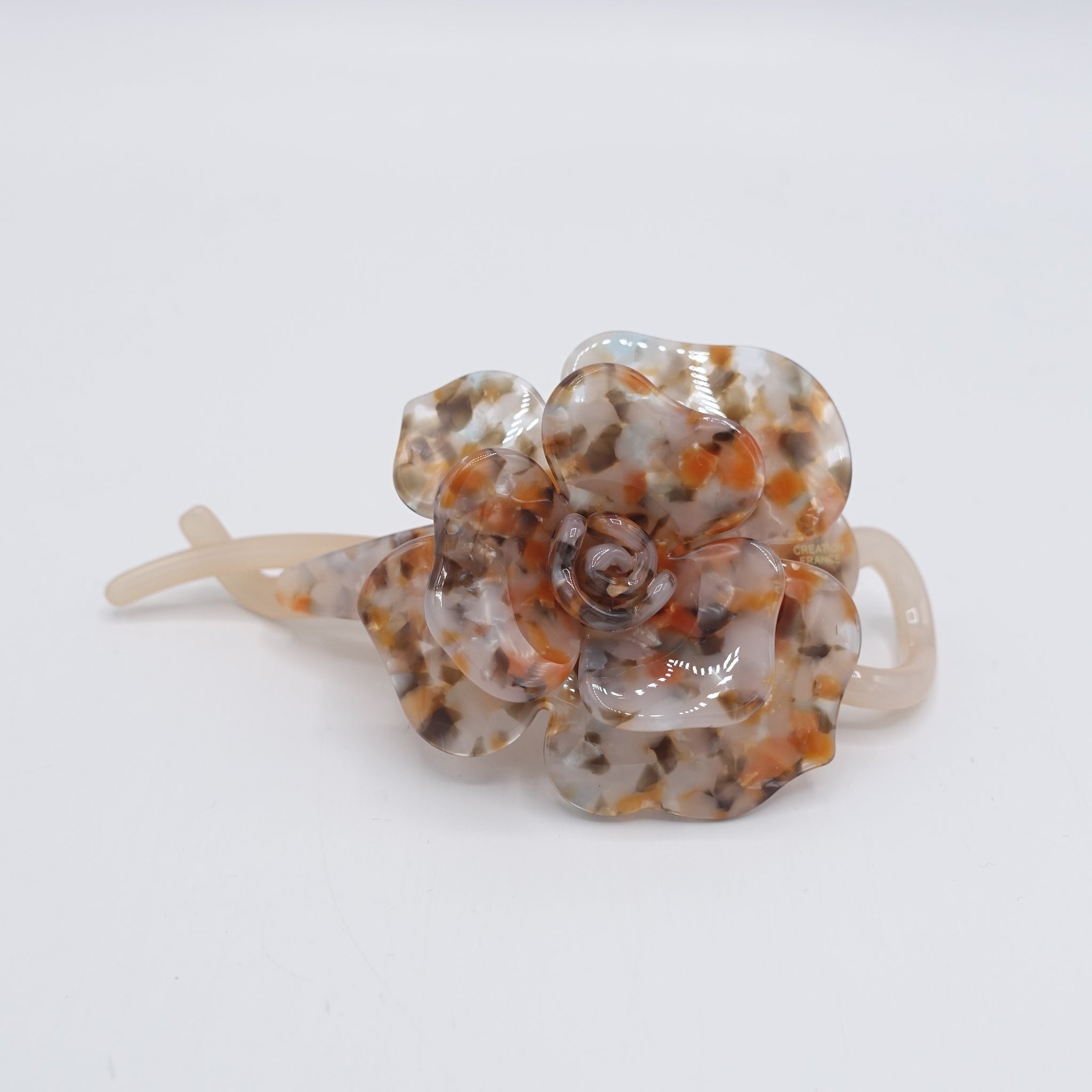 marble flower hair clip, cellulose acetate flower hair clip