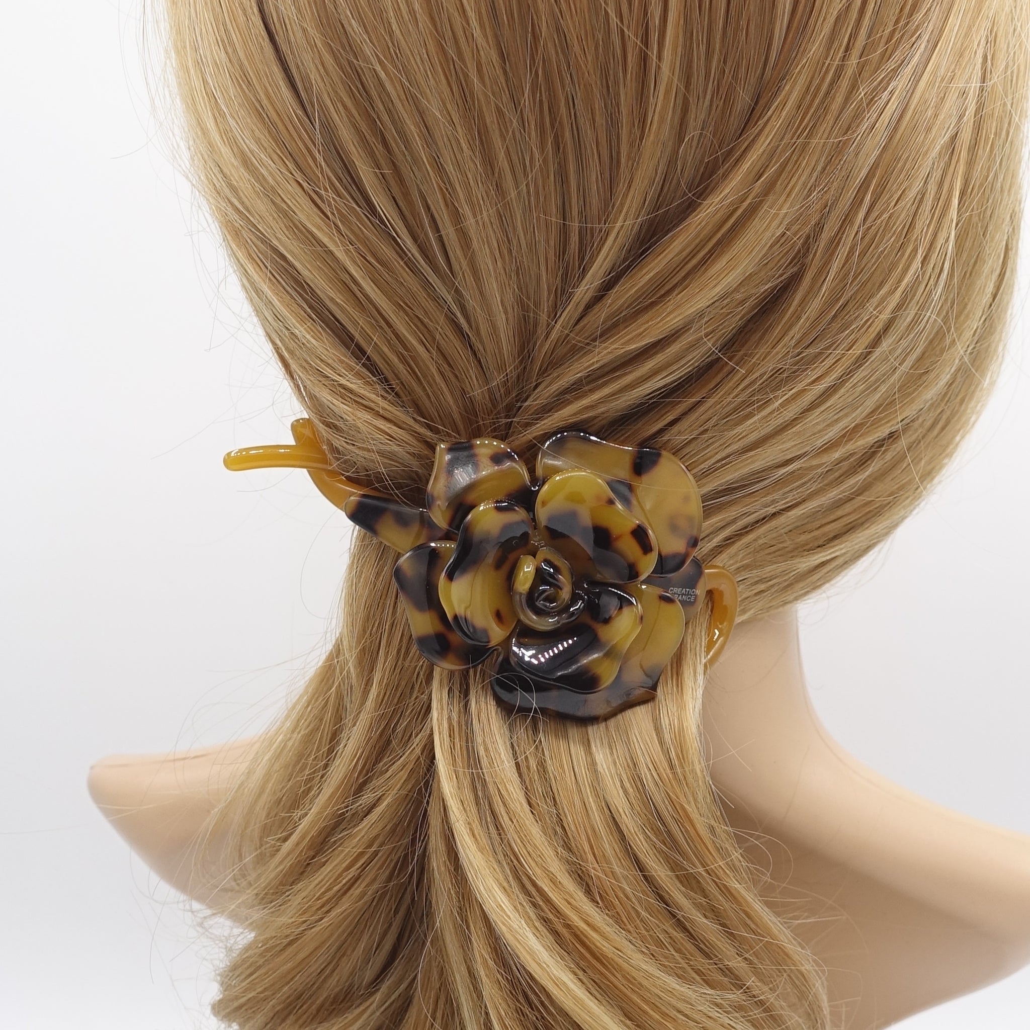 marble flower hair clip, cellulose acetate flower hair clip