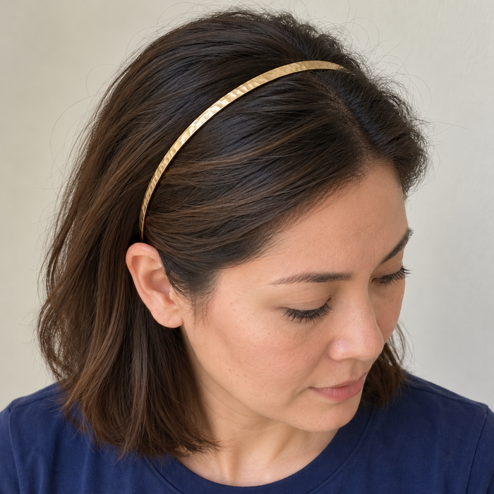 Minimalist Metal Headband: Hammered Pattern, Thin Band