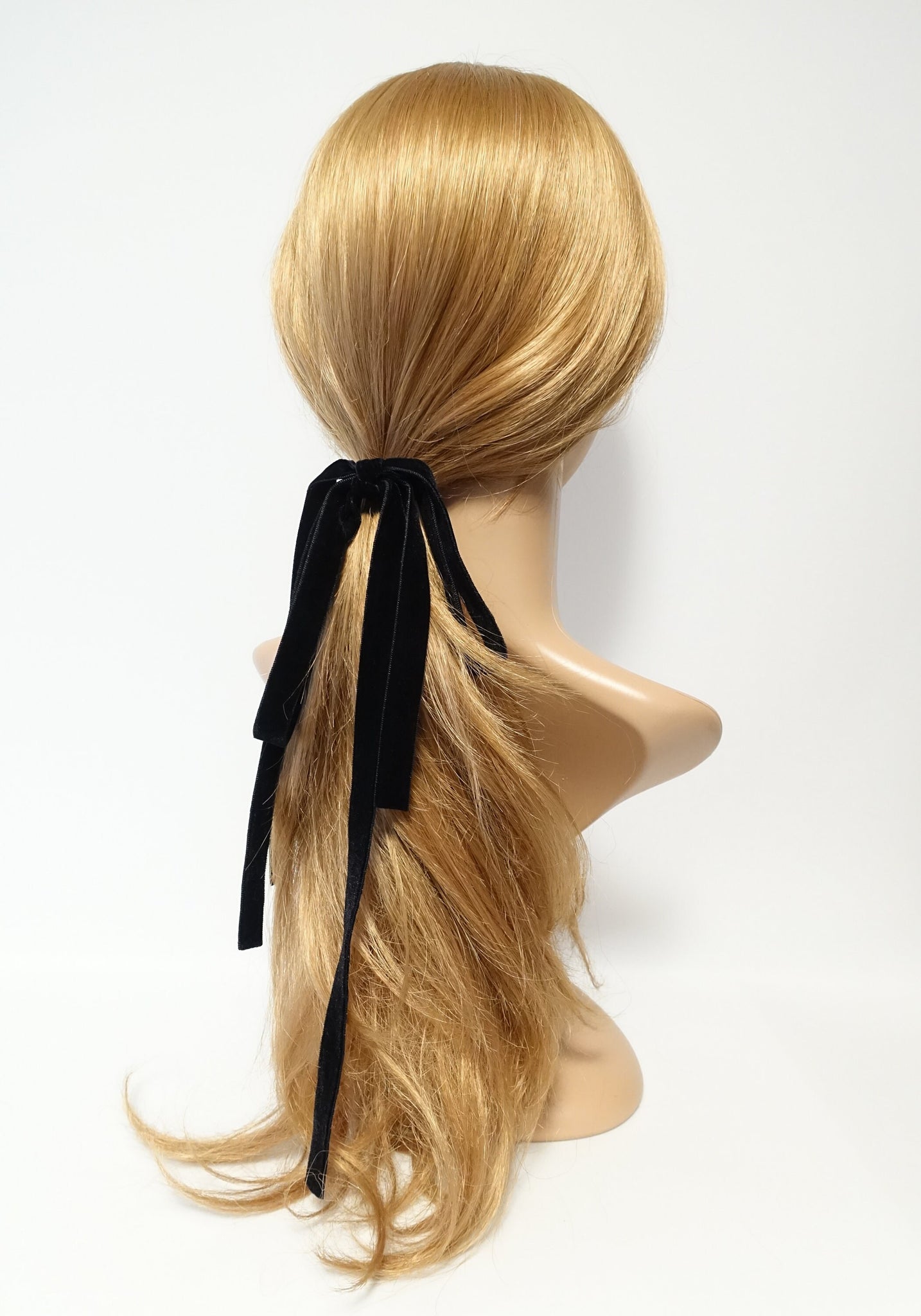 Long tail velvet bow ponytail holder stylish hair ties for Women