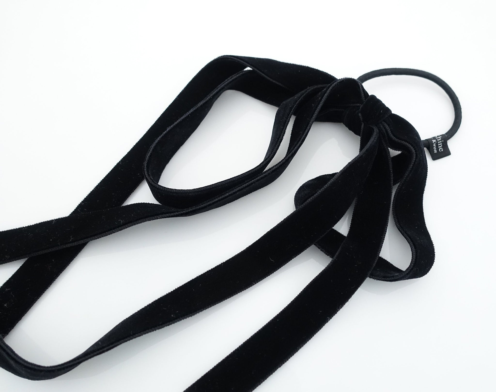 Long tail velvet bow ponytail holder stylish hair ties for Women