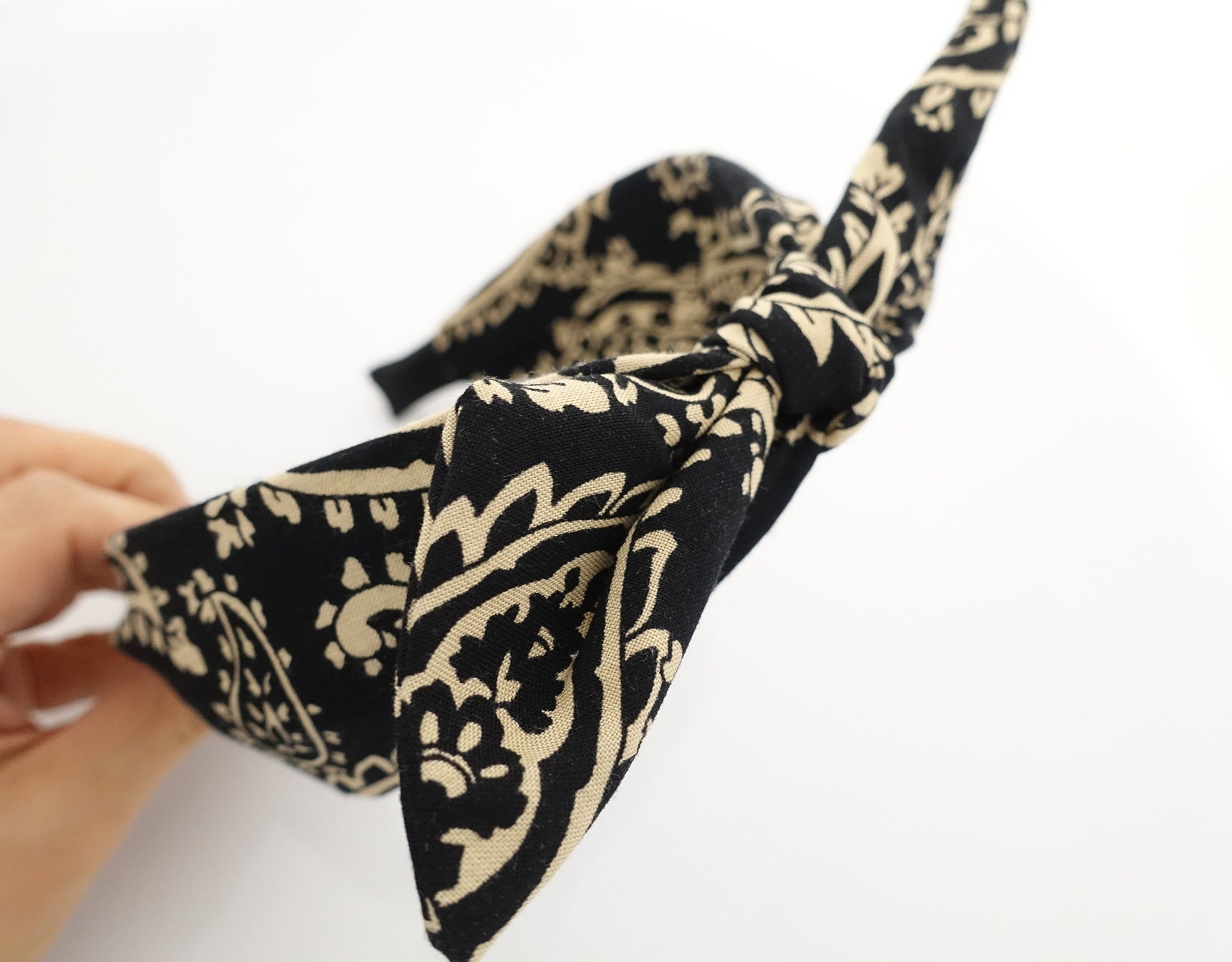 wired hair bow paisley print hairband pattern print fashion headband woman hair accessory