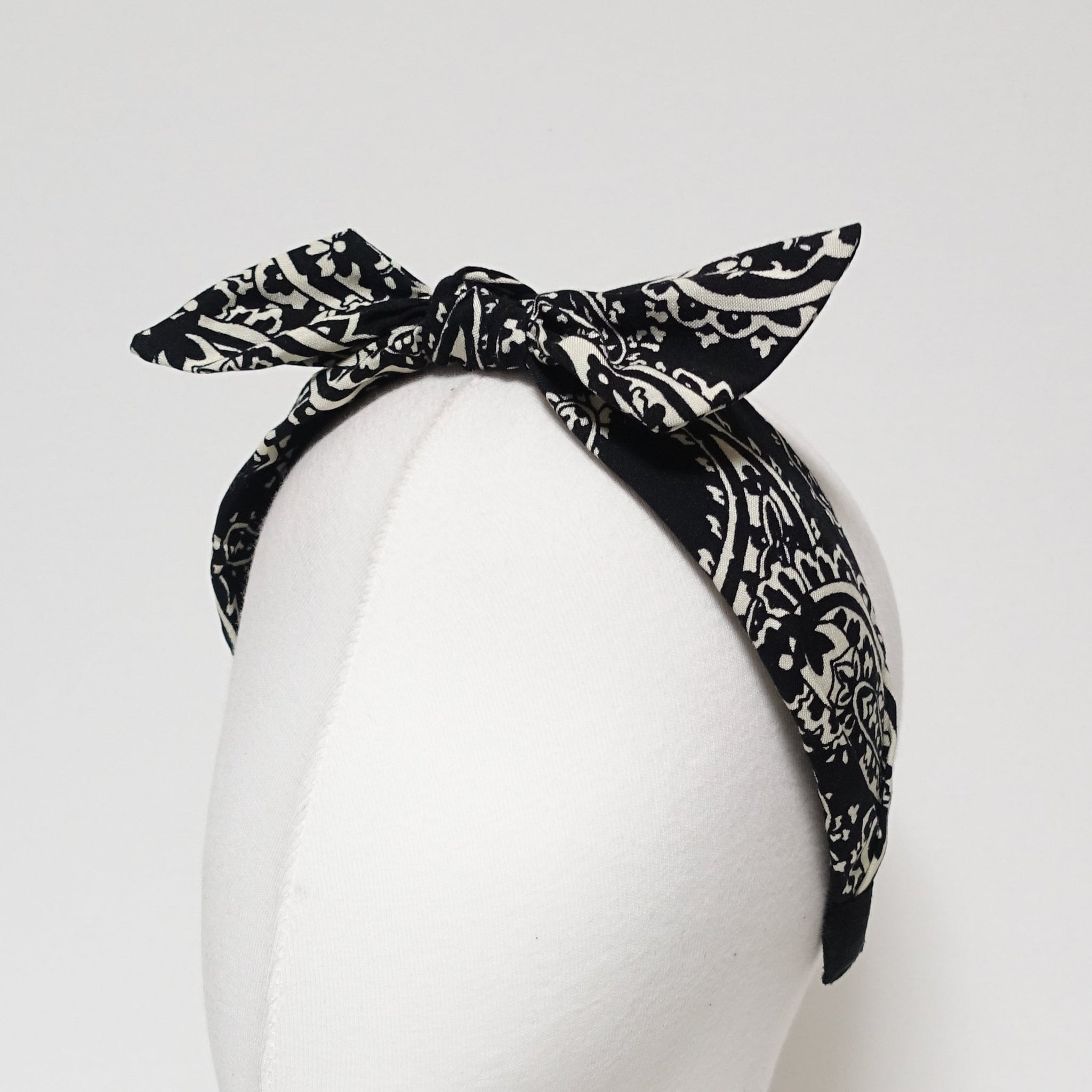 wired hair bow paisley print hairband pattern print fashion headband woman hair accessory